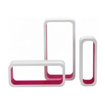 Ensemble 3 pièces (cm 10x10x30 + cm 15x10x35 + cm 20x10x40) évier rectangulaire en mdf pierre blanc/fucsia boîte 2 pièces