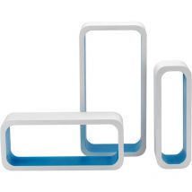 Bakaji - King Home set 3 STÜCKE(cm 10x10x30 + cm 15x10x35 + cm 20x10x40) rechteckiges gesteintes MDF-Spülbecken weiss/blau 2-TEILIGER kasten