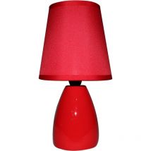 King Home tischlampe rot Keramik runder Sockel 10x25h cm