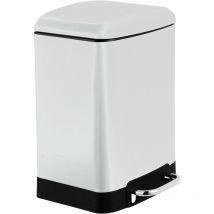 King Home Waste Tank Lt.6 Weissstahl Mit Roll-up Pedal 22,5x23x32,5h Cm