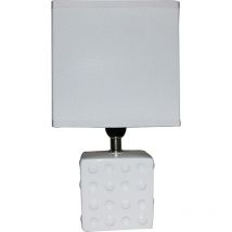 King Home WEISSE TISCHLAMPE Keramik quadratischer Sockel 14x11x26h cm