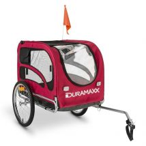 Duramaxx - King Rex Attelage à vélo Remorque pour chien 250 l 40 kg Tube en acier Rouge-noir