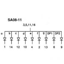 Afficheur 7 segments 20MM anode commune - jaune velleman SA08-11YWA