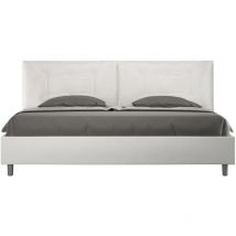 Ityhome - Kingsize-Doppelbett mit gepolstertem Behälter 200x200, weißem Kunstleder Annalisa Large