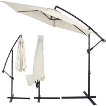 Kingsleeve - Parasol déporté inclinable ø 300cm Pare-soleil en aluminium avec manivelle housse Protection solaire jardin Crème