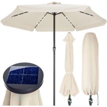 Kingsleeve - Sombrilla de Jardin Aluminio ø 330cm Parasol Luces LEDs Protección uv 80+ Manivela Terraza Balcón Crema