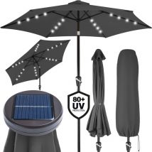 Kingsleeve - Sombrilla de aluminio de ø 300cm Parasol con luces led solar manivela inclinable jardín patio terraza balcón Antracita