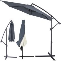 Kingsleeve - Sombrilla de Jardín Grande Incluye Soporte y Funda ø 330 cm Plegable Ajustable Para Exteriores Intemperie Antracita