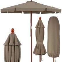 Kingsleeve - Sombrilla de Madera Ø330cm Protección UV80+ Parasol Repelente al Agua Mástil 48mm Topo