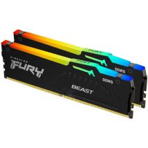 Kingston - Fury Beast Noir rgb xmp 16GB 6000MT/s DDR5 CL30 dimm Mémoire pour pc de Gamer Kit de 2 - KF560C30BBAK2-16