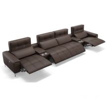 Sofanella - Leder 4-Sitzer Kinosofa salento Braun s: 374 Breite x 100 Tiefe Füße: Matt-Schwarz - Braun