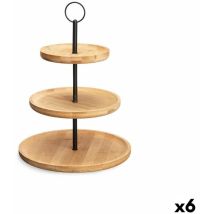 Black Natural Metal Bamboo Fruit Bowl 25 x 37 x 25 cm (6 pieces) - Kinvara