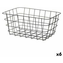 Cestino Multiuso In Metallo Nero 30,3 X 14 X 22,5 Cm Rettangolare (6 Pezzi)