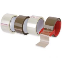 Klebeband 4er-Set mit Spender – 48 mm – 50 m – 40 Mikrometer – braun/transparent
