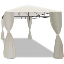 Kios - Gazebo de jardin en fer forgé 3x4 mt avec auvents latéraux Gazebo de jardin en fer avec bâche et rideaux en polyester écru
