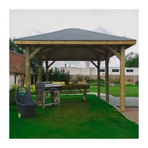 Kiosque de jardin 21,8 m², Toiture Shingle gris, Ancrage a visser