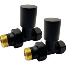Kirby Black Straight Towel Rail Valves 1/2' /15mm Radiator valves Solid Brass