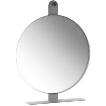 Kiri - specchio bagno tondo con mensola (bianca/nera) d.70cm, colore bianco