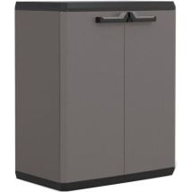 Kis Armoire De Rangement Basse Più - 68 X 39 X 83 Cm - Gris Anthracite Et Noir