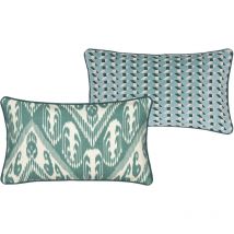 Altro - Kissenbezug tatiana, Ikat- und geometrischer Velours, doppelseitig, 35 x 60 cm