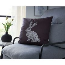 Dekoleidenschaft - Kissenhülle 'Hase' 45x45 cm in schwarz, mit geometrischem Hasenmotiv, Rückseite weiß, Kissenbezug, Zierkissenbezug