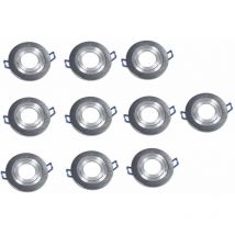 Vetrineinrete - Kit 10 Incassiper Faretto Rotondo Acciaio Orientabile Portafaretto Portalampada Illuminazione Soffitto 80 Mm Argento