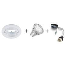 Kit Spot Encastré Led Blanc Rond Orientable Ø 82mm Ampoule Gu10 5w 4000k 480lm 36° Dimmable Alim 230v Ip23 1012 Rdx Indigo
