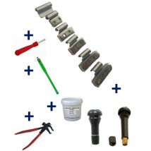 Equipement Express Sicoba - Kit 150 Masses d'Equilibrage à Frapper Jantes Alu 5-30g + 100 Valves TR413-414 + Tire Valve + Démonte Obus + Graisse Pneu