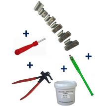 Equipement Express Sicoba - Kit 150 Plombs Masses d'Equilibrage à Frapper Jante Alu 5-30g + Tire Valve + Démonte Obus + Graisse Pneu + Pince