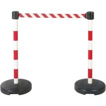 Novap - Kit 2 Poteaux pvc Rouge/Blanc sur socle 9kg à lester avec tête à sangle Rouge/Blanc hachuré 3m x 50mm et tête réceptrice - 2800068