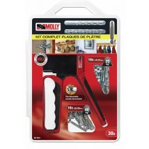 Kit 26 chevilles + pince : 16 Ø4x33mm + 10 Ø5x36mm + Outil de pose + 2 forets 8mm et 11mm + 1 embout PH2 Molly M71931-XJ