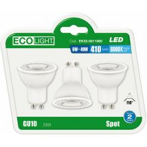Ecolight LED-Leuchtmittel GU10 6W 3000K/6000K – 470 Lumen – 3er Set – Energieeffizienzklasse A+