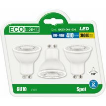 Kit 3 Lampadine a led GU10 per faretti EcoLight - 3000K - Calda