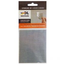 Set mit 3 Klebeflicken. Reparatur eines grauen Moskitonetzes 10x8cm epid
