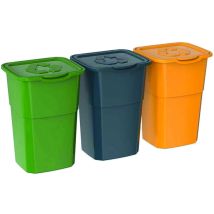 Kit 3 Pattumiere Eco3 Per Raccolta Differenziata Lt.50 Art.429 - 3 Pezzi Dea Home