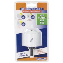 Smartool - Kit 3 scies cloche hss Ø40-54-65mm Boite encastrement Bois Platre Alu Zinc