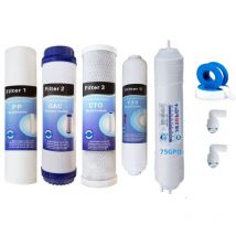 Depuragua - Kit 4 filtri e Membrana 75 gpd in linea ad osmosi inversa