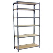 Simonrack - Scaffale in metallo Simon Rack senza viti colore grigio/legno 6 ripiani 2500x900x500 mm Made in Spain