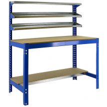 Simonrack - Banco tavolo da lavoro in metallo Simon Rack senza viti colore blu/legno 1445x1210x610 mm Made in Spain
