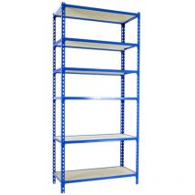 Simonrack - Scaffale in metallo Simon Rack senza viti colore blu/legno 6 ripiani 2500x1100x300 mm Made in Spain
