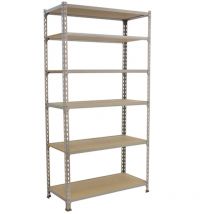 Simonrack - Scaffale in metallo, 2500x900x500 mm, 6 ripiani in legno, punto di flessione 150 kg, zincato/legno