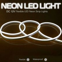 Kit 5mt Striscia Strip Flex Led Bobina Neon Flessibile Tubo Esterno +Alimentatore Bianco Naturale