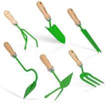 Vito - Kit 6 outils de jardin Kit jardinier Acier S235 Manche en bois de hêtre
