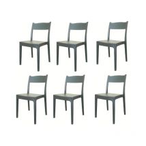 FAR - kit 6 sedie polipropilene bar ristorante sedia interno esterno giardino antracit