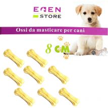 RG - kit 8 ossa cane da masticare pelle bovino osso cani 8CM snack annodato igiene