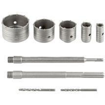 Kit 9 Frese Carotatrici Fresa Muro 30 40 65 80 100 Mm Asta Sds Max Sds Plus