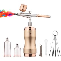 Kit aerografo portatile con compressore, penna aerografo senza fili, doppia azione, pressione regolabile su 3 livelli, champagne