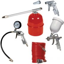 Kit de 5 accessoires pour Compresseur (Manomètre, Pistolet d'aspiration, Pistolet à peinture, Pistolet spray métal et Tuyau spirale) - Einhell