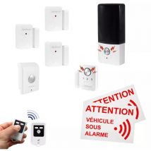 Ultra Secure - Kit alarme caravane deluxe 2 - 3 Détecteurs d'ouverture + détecteur mouvement + sirène + 2 télécommandes (gamme bt)