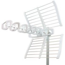 Antenne tv amplifiée tnt Ultra hd extérieure discovery V2 46 dB, filtre 4G/5G-LTE700 avec pointeur